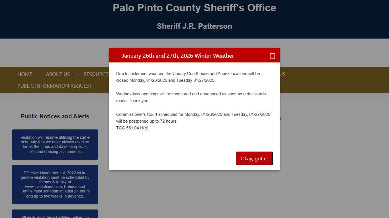 Sheriff's Department Palo Pinto County, Texas